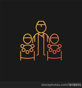Bratabandha ceremony gradient vector icon for dark theme. Upanayana festival in Nepal. Beginning of manhood. Thin line color symbol. Modern style pictogram. Vector isolated outline drawing. Bratabandha ceremony gradient vector icon for dark theme