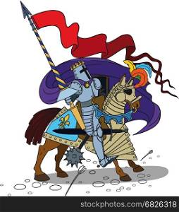 Brave Horse Knight with a spear and shield in full armor. Horse knight with a spear
