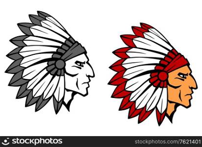 Brave indian warrior head for mascot or tattoo design