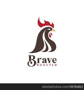 Brave Rooster Logo Design with Minimalist Rooster Head and Modern Concept.