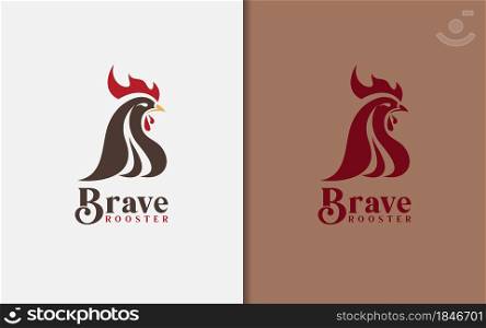 Brave Rooster Logo Design with Minimalist Rooster Head and Modern Concept. Graphic Design Element.