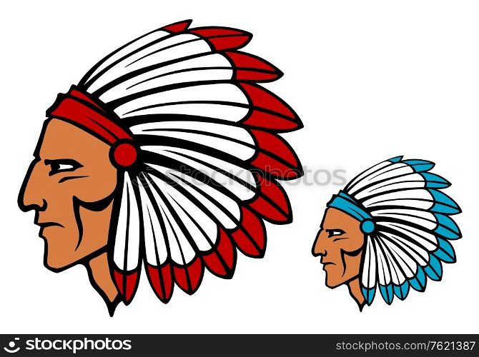 Brave tomahawk mascot in cartoon style for tattoo or another design