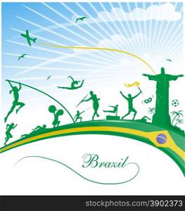 brazil background . brazil background with flag and sport symbol