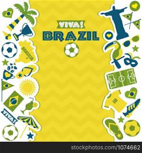 Brazil background. Illustration of Brazil with icons in frame