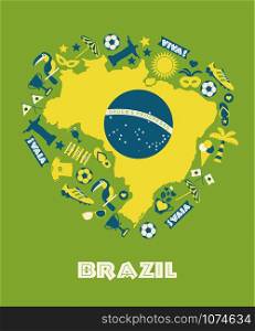 Brazil background.. Vector Illustration of Brazil on green with icon