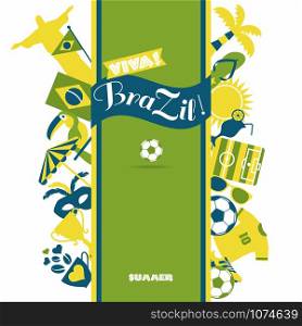 Brazil background. Vector Illustration of Brazil with icons on frame