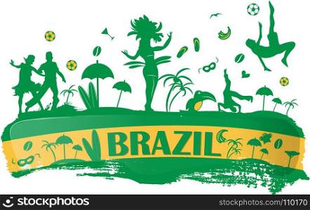 brazil banner with silhouette icon