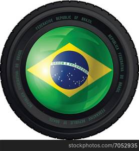 Brazil. Camera Lens with Federative Republic of Brazil Flag. Vector design.