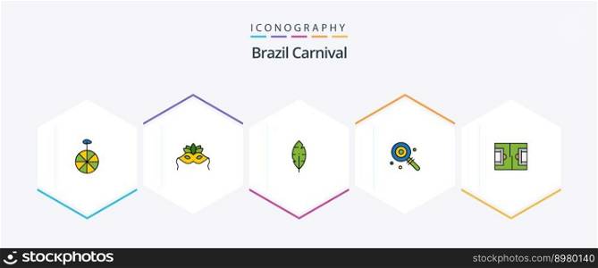 Brazil Carnival 25 FilledLine icon pack including write. feather. costume. celebration. brazilian