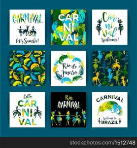 Brazil Carnival. Bright festive templates for carnival concept in trending abstract style. Vector illustration.. Brazil Carnival. Bright festive templates.
