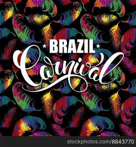 Brazil carnival lettering design on a bright vector image
