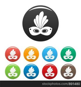 Brazil carnival mask icons set 9 color vector isolated on white for any design. Brazil carnival mask icons set color