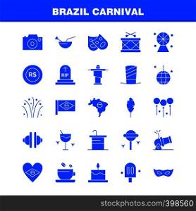 Brazil Carnival Solid Glyph Icon Pack For Designers And Developers. Icons Of Tea, Cup, Coffee, Tablet, Currency, Coin, Money, Cannon, Vector