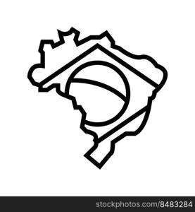 brazil country map flag line icon vector. brazil country map flag sign. isolated contour symbol black illustration. brazil country map flag line icon vector illustration