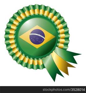 Brazil detailed silk rosette flag, eps10 vector illustration