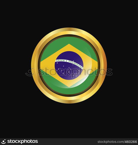 Brazil flag Golden button