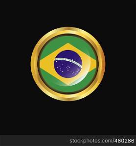 Brazil flag Golden button