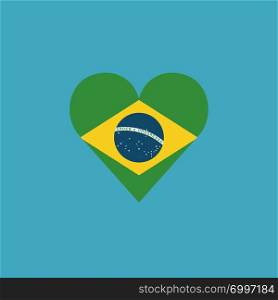 Brazil flag icon in a heart shape in flat design. Independence day or National day holiday concept.