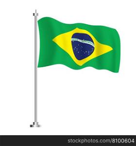 Brazil Flag. Isolated Wave Flag of Brazil Country. Vector Illustration.