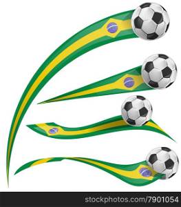 brazil flag set with soccer ball