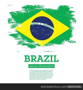 Brazil Flag with Brush Strokes. Vector Illustration.