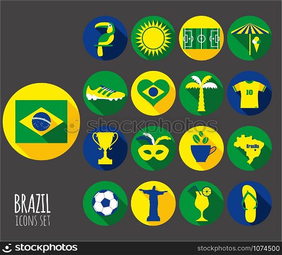 Brazil icon set. Flat design.