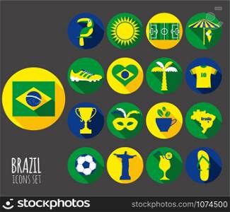 Brazil icon set. Flat design.