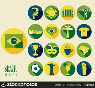 Brazil icon set. Flat design.. Vector illustration of Brazil.