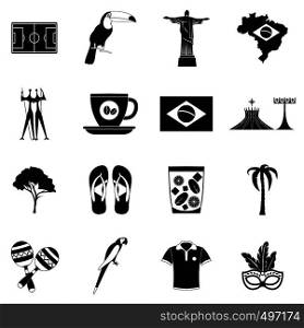 Brazil icons in black simple style for web and mobile devices. Brazil icons black