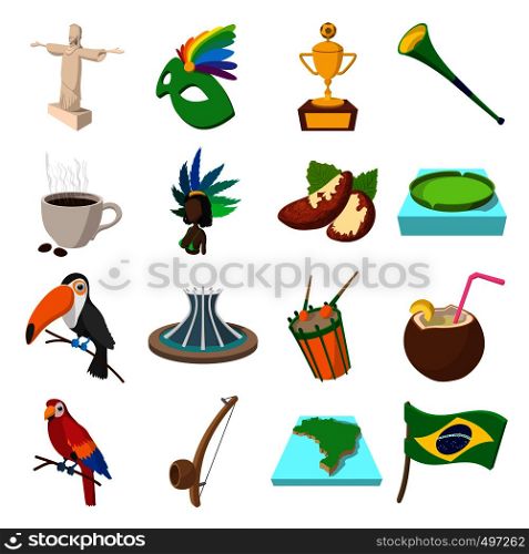 Brazil icons in cartoon style for web and mobile devices. Brazil icons cartoon