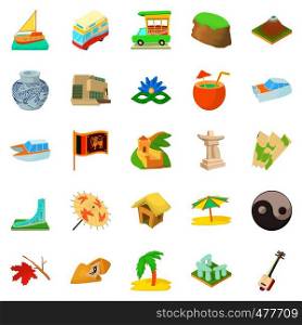 Brazil icons set. Cartoon set of 25 brazil vector icons for web isolated on white background. Brazil icons set, cartoon style