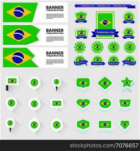 brazil independence day, infographic, and label Set.