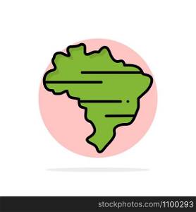 Brazil, Map, Country Abstract Circle Background Flat color Icon