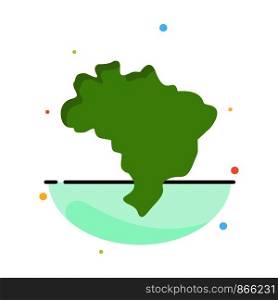 Brazil, Map, Country Abstract Flat Color Icon Template