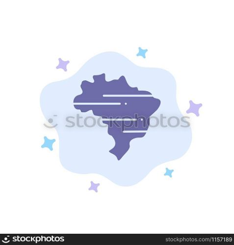 Brazil, Map, Country Blue Icon on Abstract Cloud Background