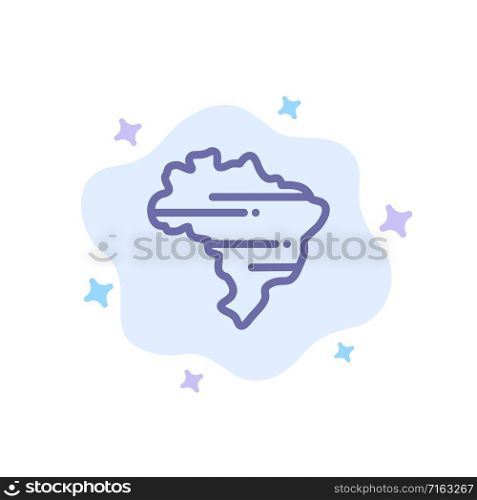 Brazil, Map, Country Blue Icon on Abstract Cloud Background