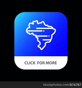 Brazil, Map, Country Mobile App Button. Android and IOS Line Version