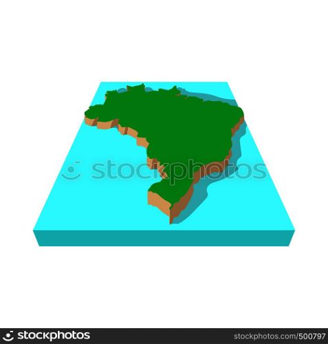 Brazil map icon in cartoon style on a white background. Brazil map icon, cartoon style