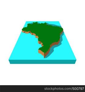 Brazil map icon in cartoon style on a white background. Brazil map icon, cartoon style