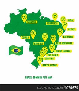Brazil map of soccer.. Brazil map of soccer. Bright illustration of map.