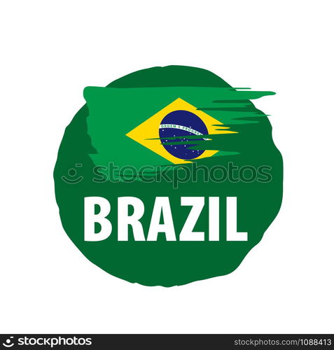 Brazil national flag, vector illustration on a white background. Brazil flag, vector illustration on a white background