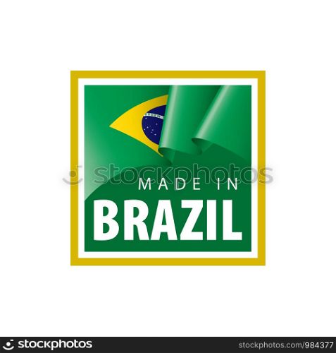 Brazil national flag, vector illustration on a white background. Brazil flag, vector illustration on a white background