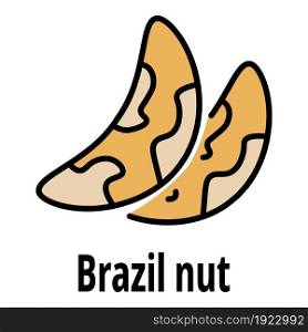 Brazil nut icon. Outline brazil nut vector icon color flat isolated on white. Brazil nut icon color outline vector