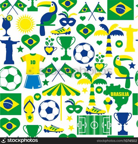 Brazil seamless pattern. Brazil color seamless pattern on white background