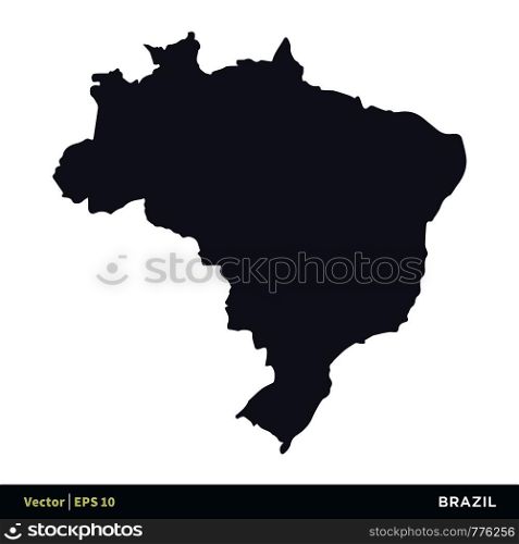 Brazil - South America Countries Map Icon Vector Logo Template Illustration Design. Vector EPS 10.