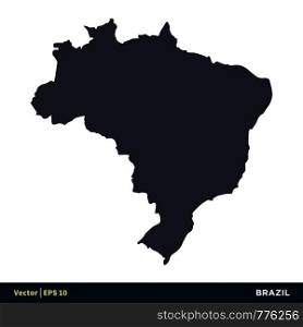 Brazil - South America Countries Map Icon Vector Logo Template Illustration Design. Vector EPS 10.