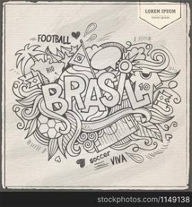 Brazil Summer 2014 Vector footbal hand lettering and doodles elements background