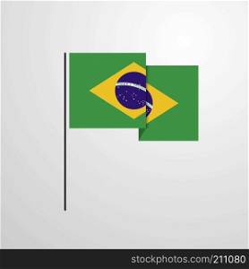 Brazil waving Flag design vector