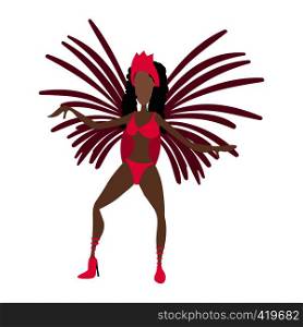 Brazilian carnival girl cartoon icon. Illustration of girl dansing samba on a white. Brazilian carnival girl cartoon icon