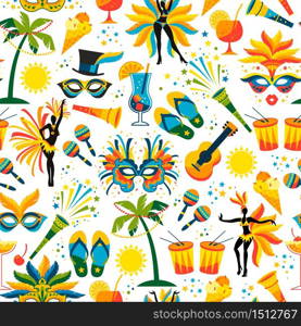 Brazilian Carnival. Vector seamless pattern. Design elements. Brazilian Carnival. Vector seamless pattern.